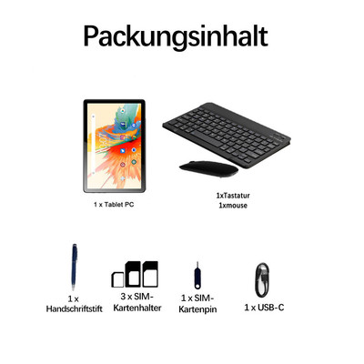 Tab 10.1 In Android 14 Tablet PC 16GB+256GB 8-Core 5G WiFi+Dual SIM Google/GPS