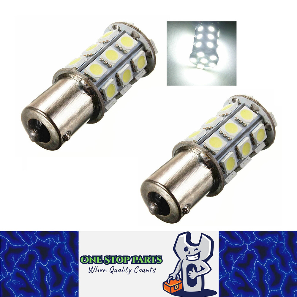2 x 12V LED BA15S LIGHT GLOBE 400LM COOL WHITE 27 SMD 5050 Caravan Car RVs 2PCS