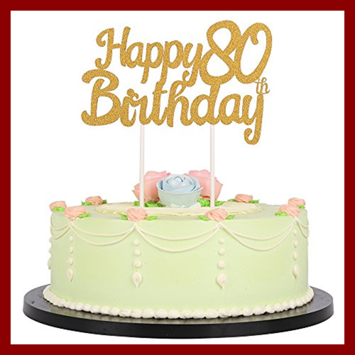 Gold Glitter Happy Birthday 80Th Cake Topper Party Decoration Sup Kitchen