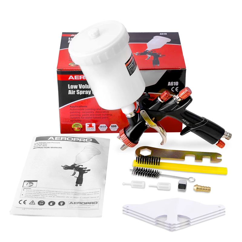 A610 LVLP For Car Painting Spray Gun Along With 3 Durable Funnels 2 Filter Scree