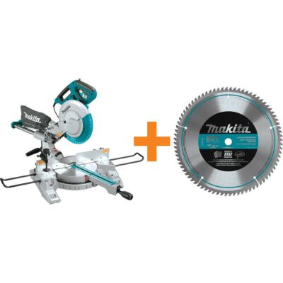 Makita Dual Slide Compound Miter Saw Power Tool 10 Inch 80T Micro Polished Blade