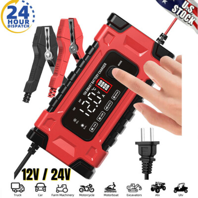 Fully-Automatic Smart Motorcycle Battery Charger 12V 24V Battery Desulfator