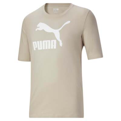 Puma Classics Logo Футболка с круглым вырезом и короткими рукавами Big Tall Mens Beige Casual Top