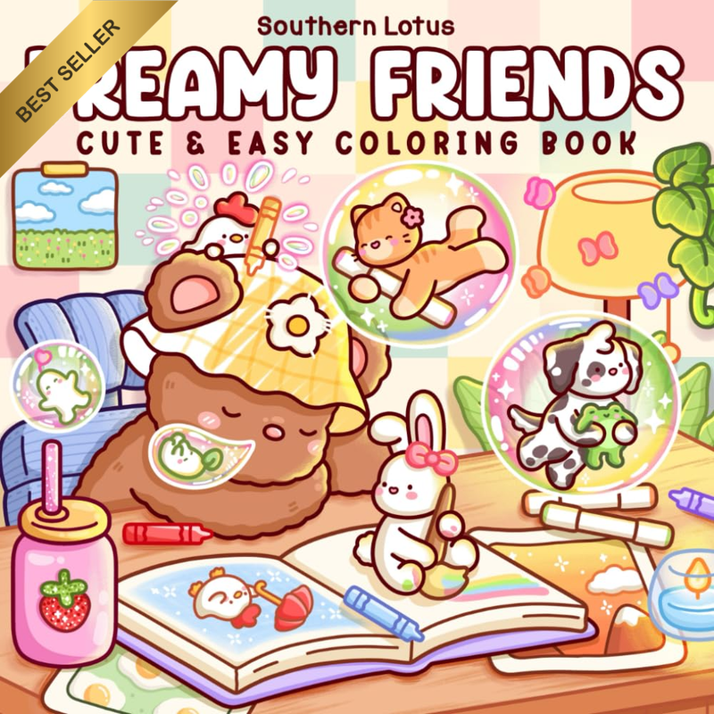 Dreamy Friends: Coloring Book for Adults and Teens Featuring Little Animal Frien