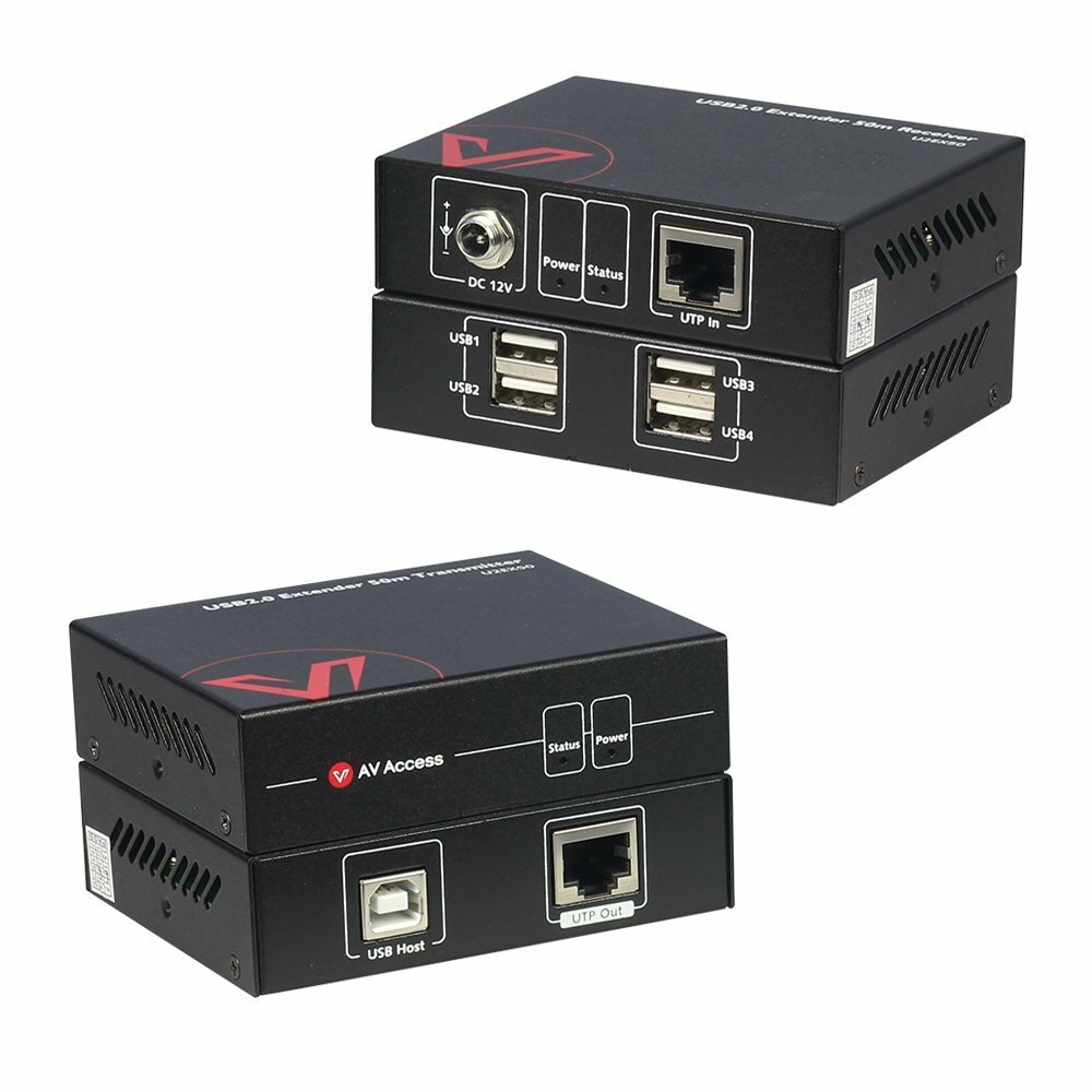 AV Access USB Extender |165ft Over Cat5e 6 | 4 USB2.0 Ports | Plug & Play | NEW
