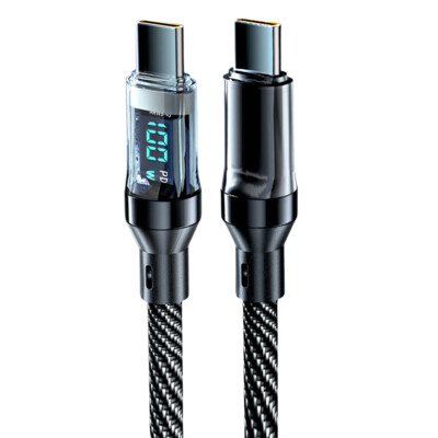 120w Super Fast USB Type-C Charging Cable Braid Phone Charger Lead with Display.