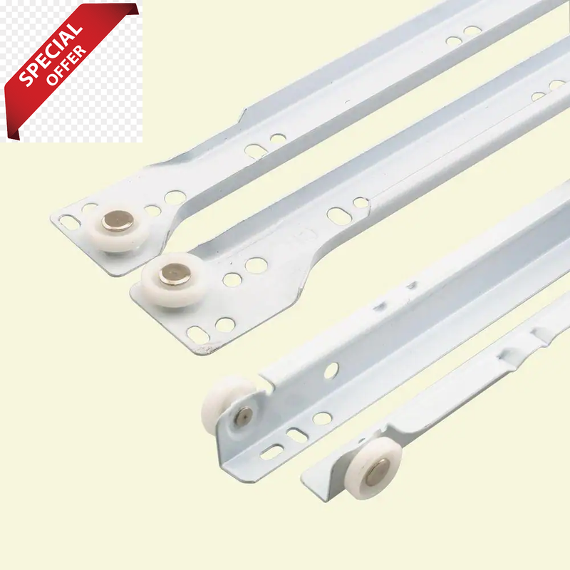 17-3/4 In. White Painted Steel Bottom-Mount Self-Closing Drawer Slides
