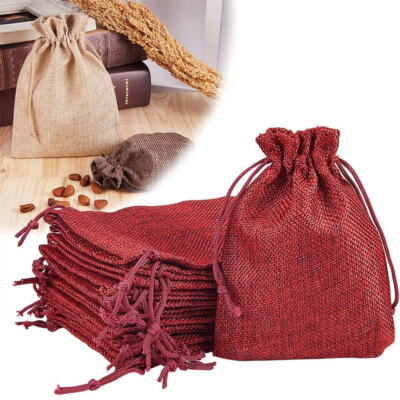 50Pcs Small Drawstring Pouch Bags Burlap Jute Hessian Wedding Favor Gift Candy