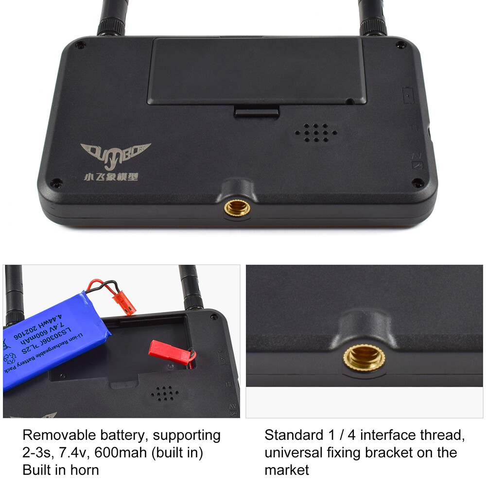 DUMBORC 4.3"FPV HD Display 5.8G Image Transmission  for RC Car Ship Drone