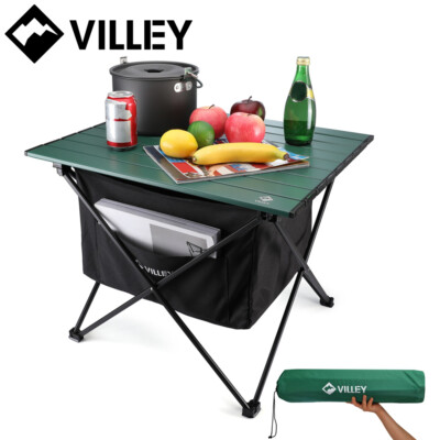VILLEY Portable Camping Side Table w/Bag Ultralight Aluminum Folding Beach Table