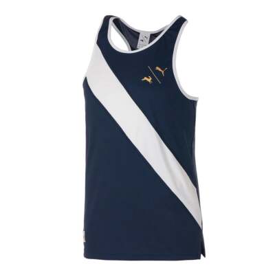 

Puma 522273-06 Mens Tracksmith X Singlet Crew Neck Tank Breathable - Синий, Puma Tracksmith X Singlet Crew Neck Tank