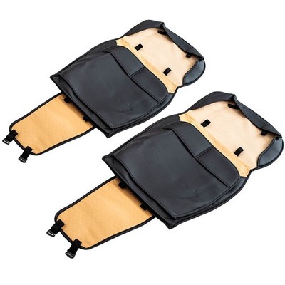 Black Leather Car Seat Cover Waterproof Full Set Protector with Storage Pouch