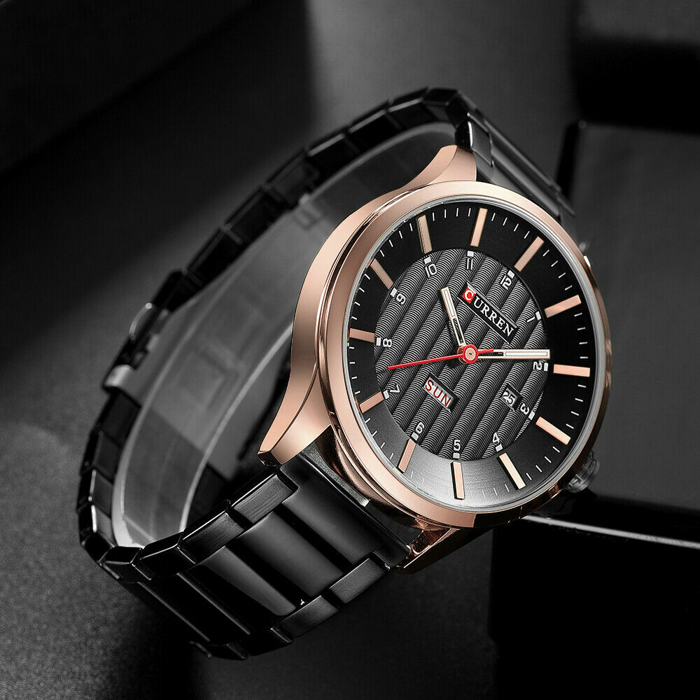 Orologio Polso Curren 8316 Uomo Analogico Quarzo Data Moderno Nero Bronze lac