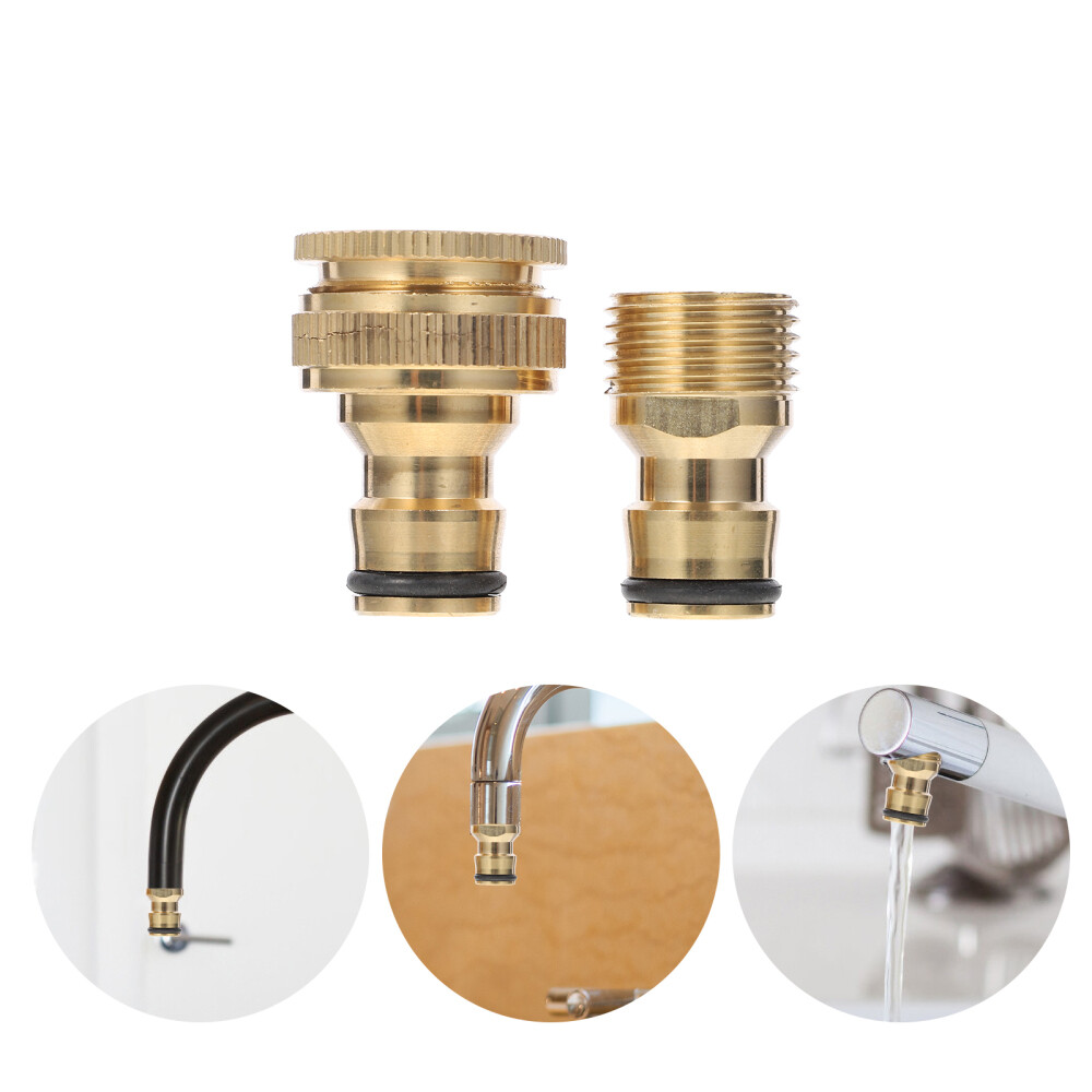 Uxcell Brass Garden Hose Quick Connector Nozzle Pipe Adapter M22x1 Female & M24x1 Male Threaded 2pcs