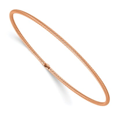 Pre-owned Superdealsforeverything Real 14kt Rose Gold Polished Textured Slip-on Bangle In Pink