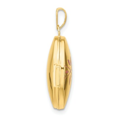 Pre-owned Superdealsforeverything Real 14kt Yellow Gold Enamel Leaves 19mm Oval Locket