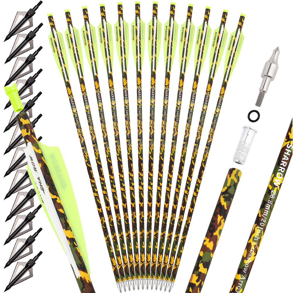 Crossbow Bolt Carbon Arrow 16" 17" 18" 20" 22'' Archery Blade Arrowheads Hunting