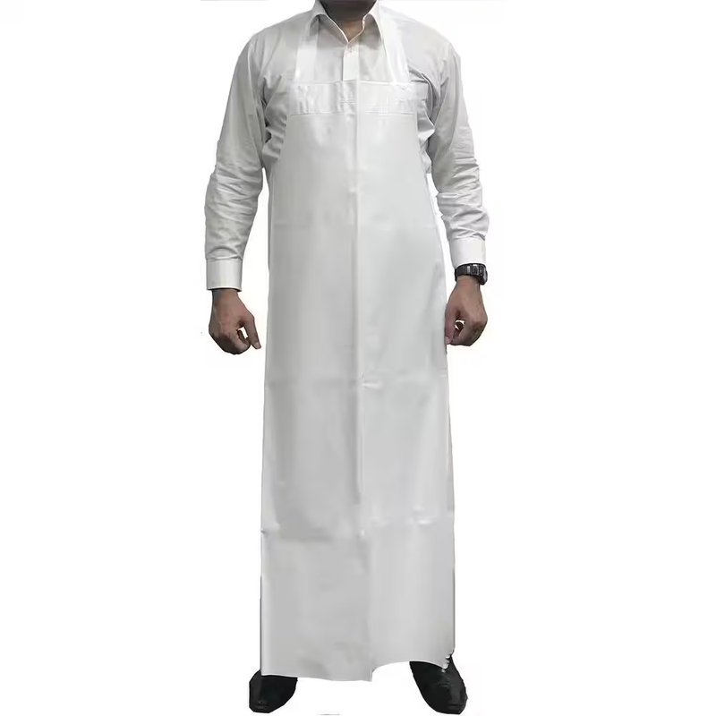 Heavy Duty Waterproof Bib Apron TPU Reusable White 35X47 Oil Resistant