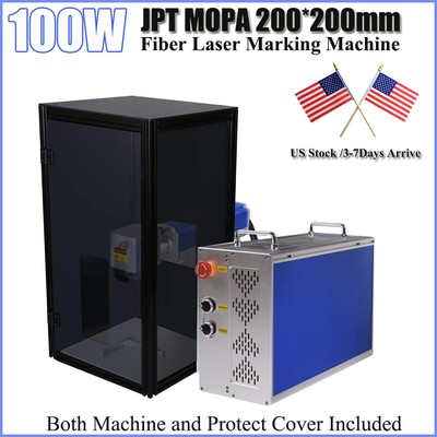 100W JPT MOPA M7 200*200mm Fiber Laser Color Marking Machine & Protect Cover