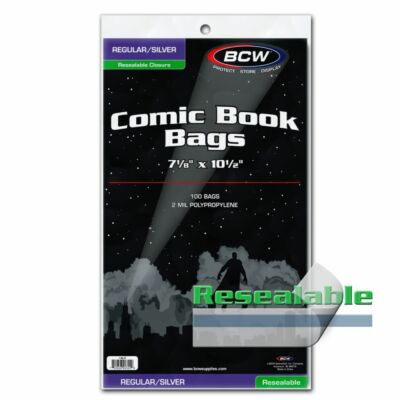 Pack of 100 BCW Silver/Regular Resealable Comic Bags (1-SIL-R)