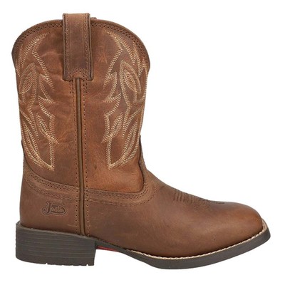 

Justin Boots Canter Jr Ковбойские молодежные коричневые повседневные ботинки с квадратным носком для мальчиков JK7510, Коричневый, Justin Boots Canter Jr Square Toe Cowboy Youth