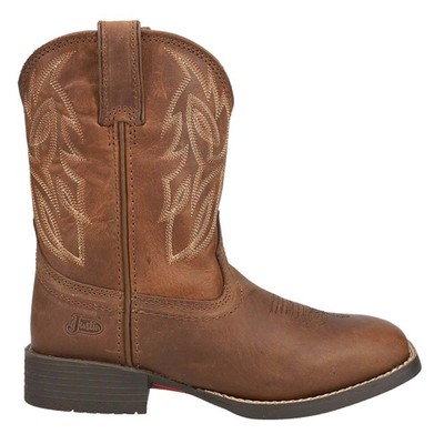 Justin Boots Canter Jr Ковбойские молодежные коричневые повседневные ботинки с квадратным носком для мальчиков JK7510