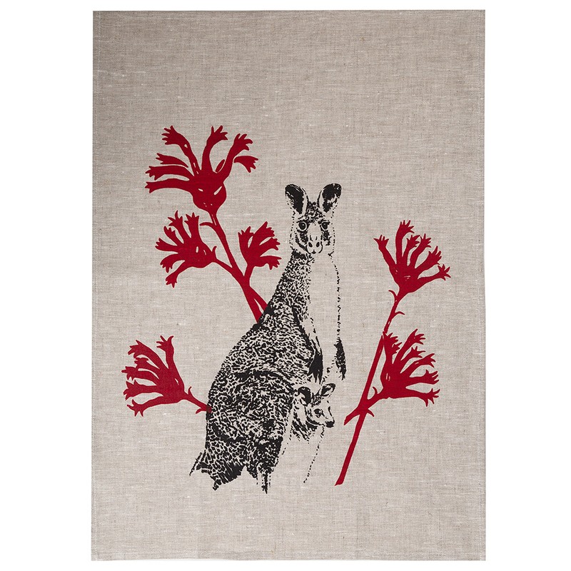 NEW Eastbourne Art Tea Towel Kangaroo Natural