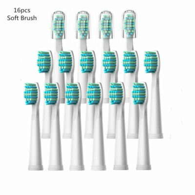 Fairywill Sonic Electric Toothbrush Replacement Soft Brush  Heads 16 Packs White