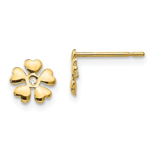 14K Yellow Gold Madi K Leaf Children Post Earrings