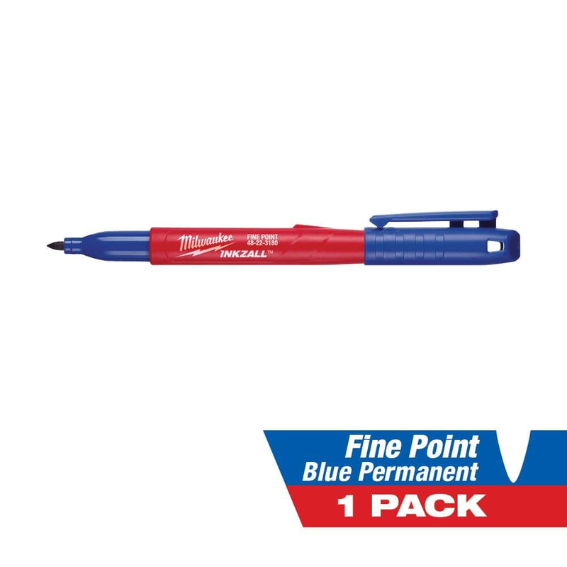 Jobsite Permanent Marker Fine Point Blue Construction Pen Marking Tool Milwaukee