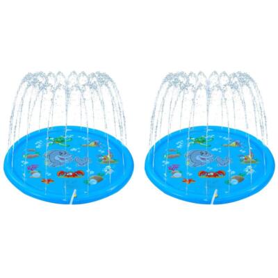 2 Set Dimple Water Splash Pad 67'' Large Kids Sprinkler Play Mat for Toddlers/Kid
