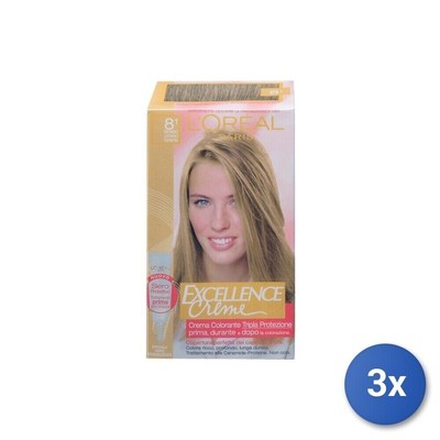 3x L Oréal Paris Excellence Creme Blonde Light Ash 8.1