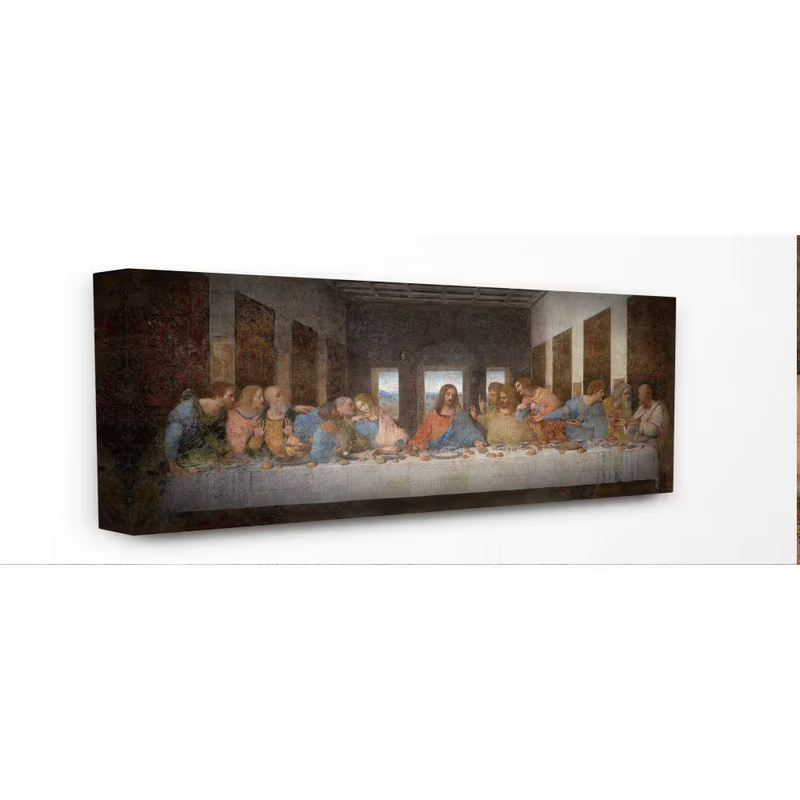 Leonardo Da Vinci Last Supper Canvas Wall Art Religious Painting 10x24 Frame