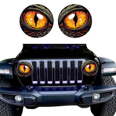 Round 3D Stereo Beast Eyes Headlight Decals for Jeep Truck Headlights Stickers