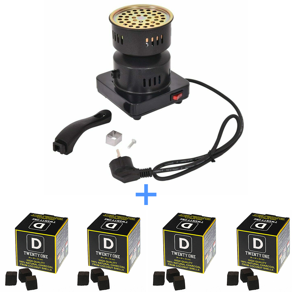 Elektrischer Kohleanzünder Anzünder Heizplatte + 4 KG Shisha Kohle Brenner 600W