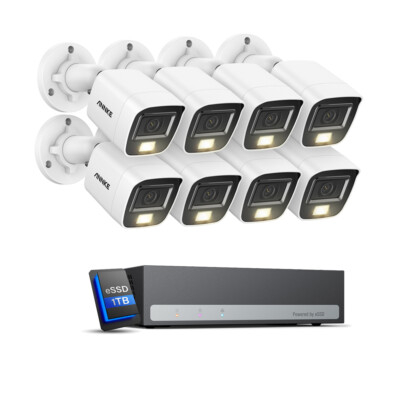 ANNKE 8CH 5IN1 DVR 5MP Audio Security Camera System Outdoor Full Color 1TB SSD