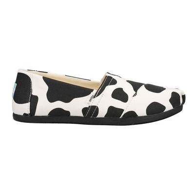 

TOMS Alpargata Черные женские повседневные туфли без шнуровки с принтом коровы на плоской подошве 10018887T, Черный, TOMS Alpargata Cow Print Slip On