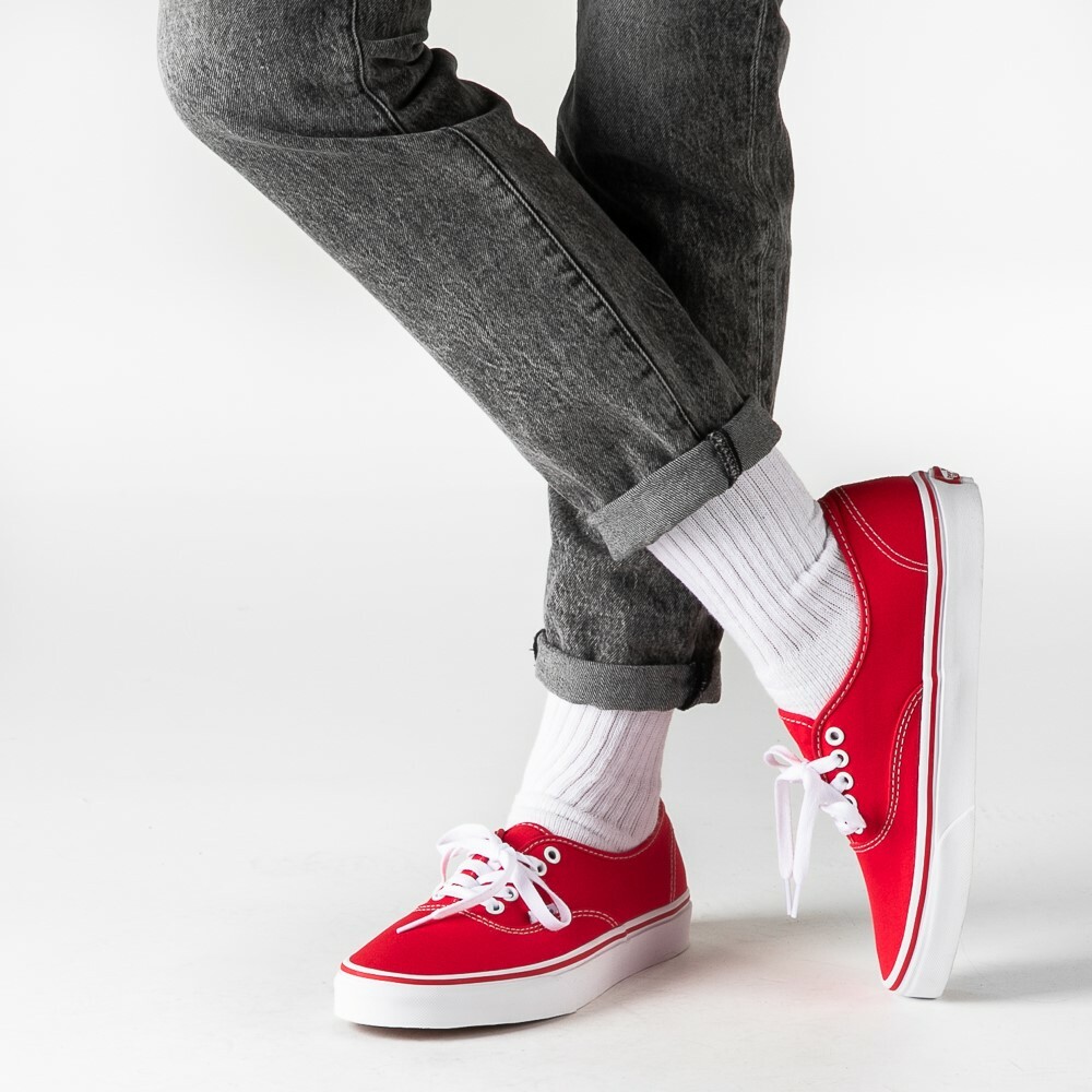 red lace up vans