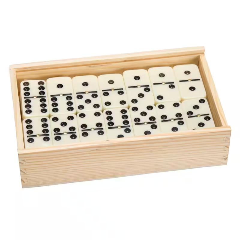 Double Nine Dominoes Set 55 Piece Mexican Train Family Game Wooden Storage Case