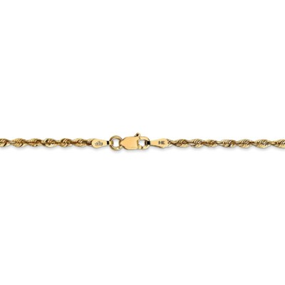 Pre-owned Superdealsforeverything Real 14kt 2.25mm Diamond Cut Extra-light Rope Chain; 24 Inch In Yellow