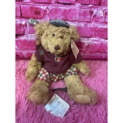 Russ Berrie Bears From The Past CHIP 10'' Golfer Bear W/Bag/Golf Club Vintage