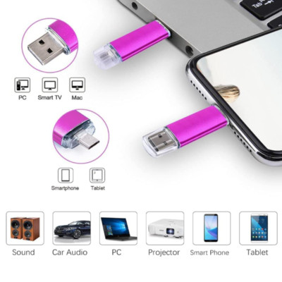 2-in-1 64GB USB Dual Port Blue OTG USB Flash Drive U Disk for Smart Phone Tablet