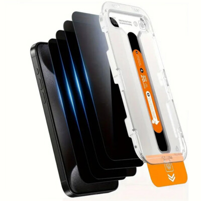 4 PCS Privacy Screen Protector Auto Alignment Kit for iPhone 16 15 14 13 Pro Max