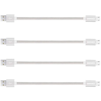 Short Micro USB Cable, 4 Pack 9 Inch Nylon Charging and Syncing Short Cords f...
