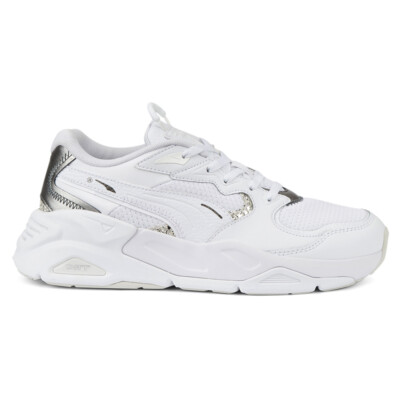 Женские белые кроссовки на шнуровке с металлическим блеском Puma Trc Mira Sq, повседневная обувь 38