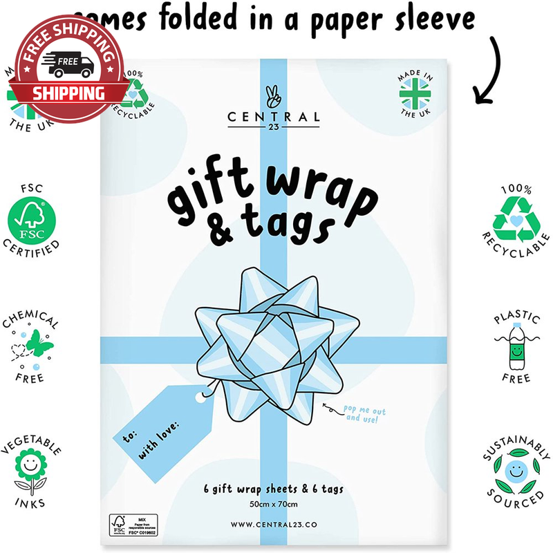 CENTRAL 23 - Wrapping Paper for Boys - 6 Sheets of Birthday Gift Wrap - Police C