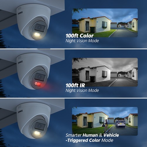 ANNKE 5MP Audio POE Security Camera System 8CH/16CH 12MP NVR Outdoor Color Night