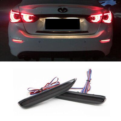Smoked Lens LED Rear Bumper Fog Lights Sequential Signal For Infiniti Q50 Nissan