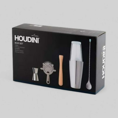 Houdini 5pc Bar Tool Set | Shaker, Jigger, Strainer, Muddler, Stirring Spoon