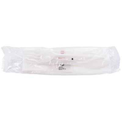 HUBERT  Pre-wrapped White Plastic Disposable Flatware Set